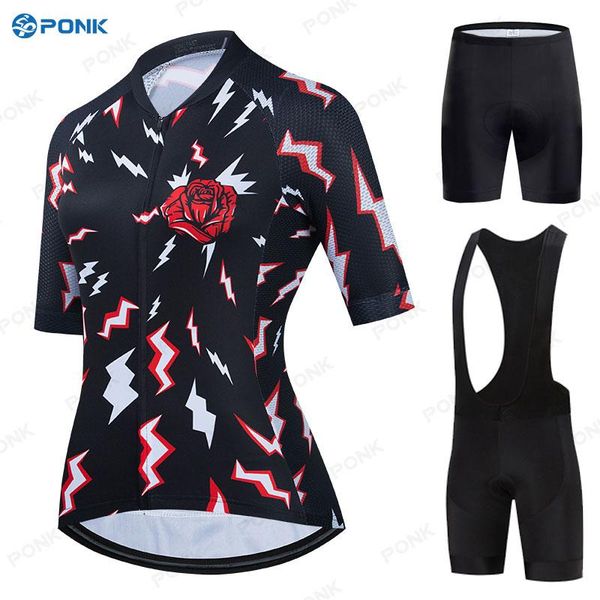

racing sets ponk 2021 pro cycling clothing women suit team mountain bike anti-uv bicycle wear short sleeve jersey set, Black;blue