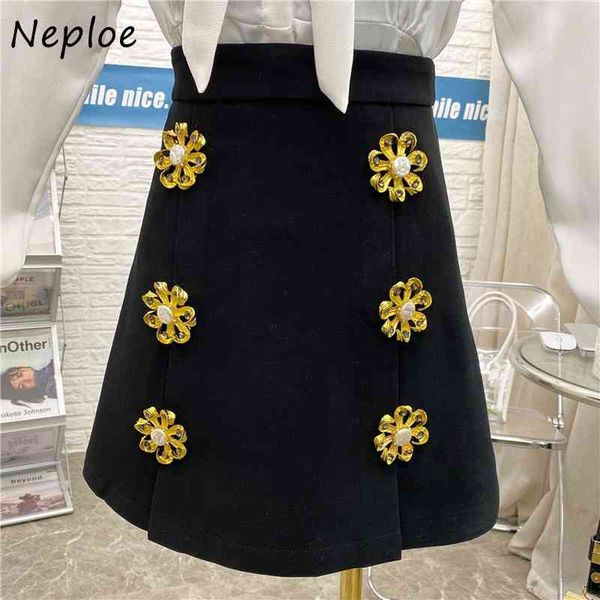 

neploe high waist hip a line button skirt women work style ol temperament jupe femme spring faldas mujer slim 210510, Black