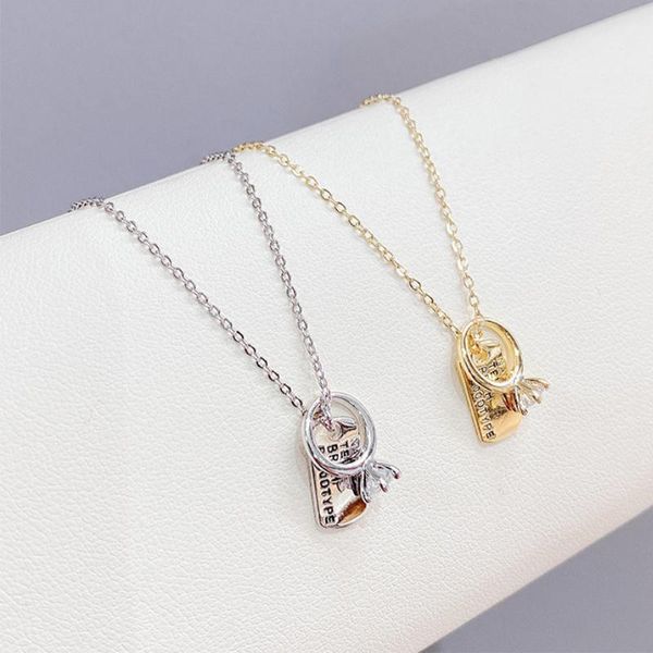 

chains botu 2021 personalized fashion ring necklace women's simplicity micro-inlaid zircon chain letter ornament for women, Silver