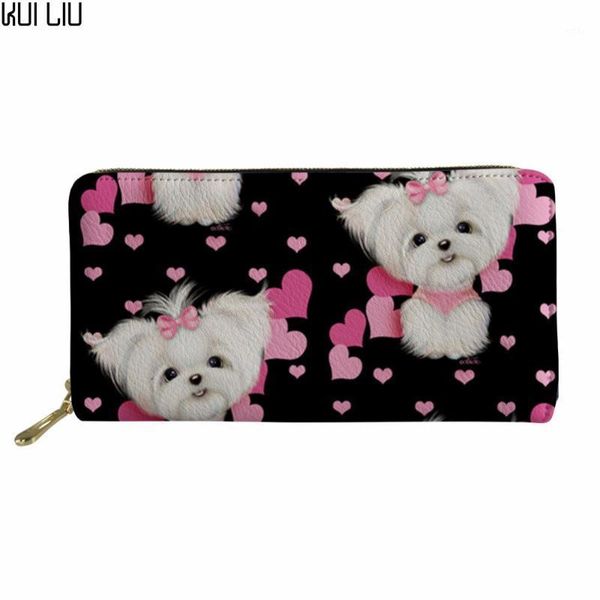 

wallets customized women wallet pu leather maltese florals print purse long female clutch phone card holder girls coin pocket1, Red;black