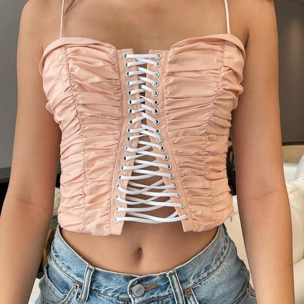 

women's tanks & camis y2k sweet girl kawaii summer crop t-shirt slash neck hollow lace tether half cardigan navel fold club party, White