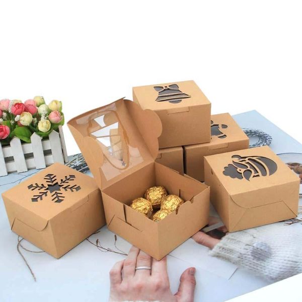 

gift wrap 4pcs christmas kraft paper cookie boxes candy box bags food packaging party kids year navidad 2021