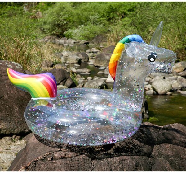 

swimming ring inflatable toy net red transparent sequin unicorn flamingo swimming circle