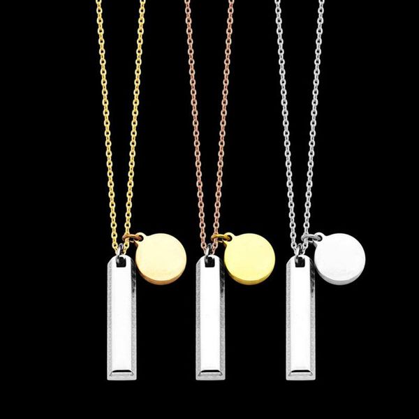 

chains vintage necklace for men jewelry square pendant stainless steel letter with logo punk hip hop wholesale, Silver