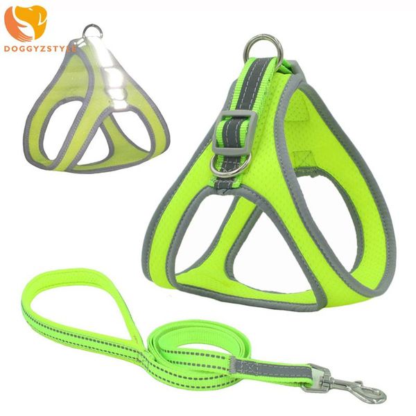 

dog collars & leashes reflective no pull harness nylon pet lead set for small medium dogs soft breathable vest puppy 7 color