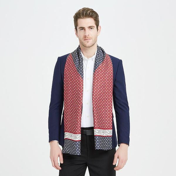 

scarves 2021 fall/winter style silk european and american little long double-sided scarf business men gift 170*30, Blue;gray