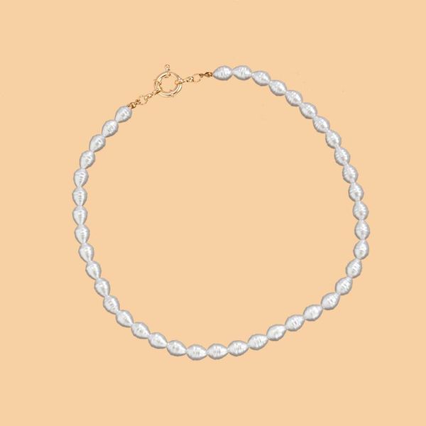 

chokers purui imitation pearl beads short choker necklace for women/men fashion beaded chain necklaces on neck jewelry 2021 collar gifts, Golden;silver