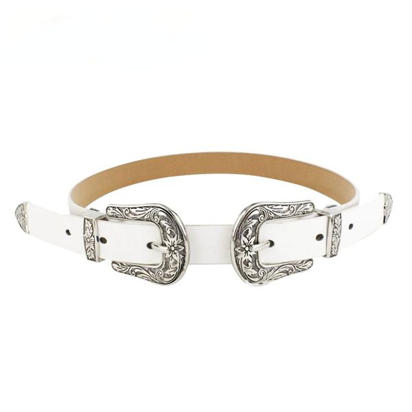 

classic luxury fashion vintage double pin buckle belts for women brand jeans designer pu leather luxury woman cummerbunds famous brand, Black;brown