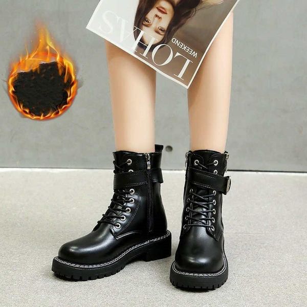 

boots 2021 women's autumn and winter british style thick-soled tide ins wild fashion short outdoor running shoes women, Black