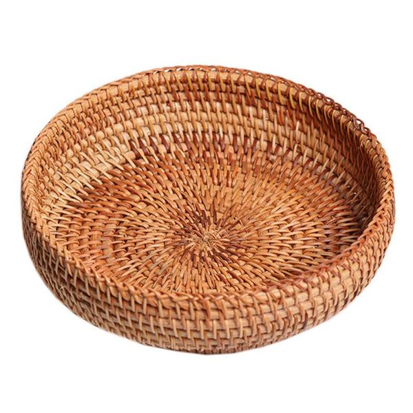

dishes & plates handmade rattan weaving round storage basket fruit dish bread
