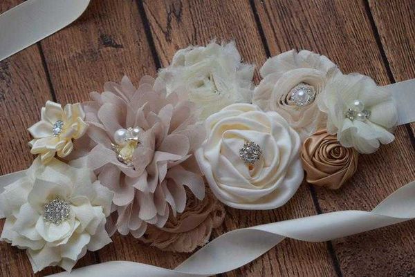

neutral sash flower belt maternity wedding girl p0817, Black;brown