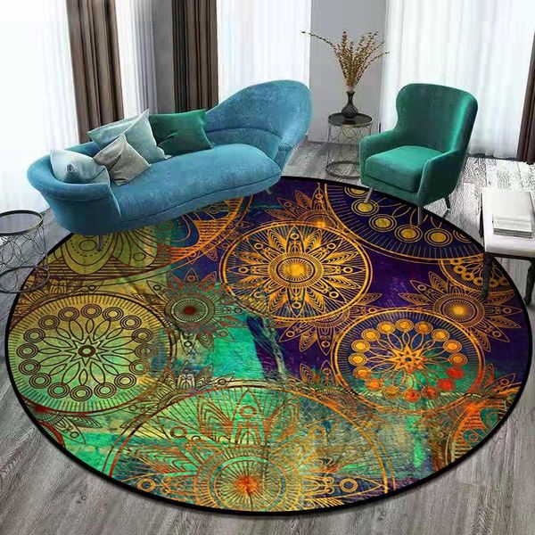 

purple green mandala flower ethnic style living room bedroom hanging basket chair non-slip round mat carpet carpets