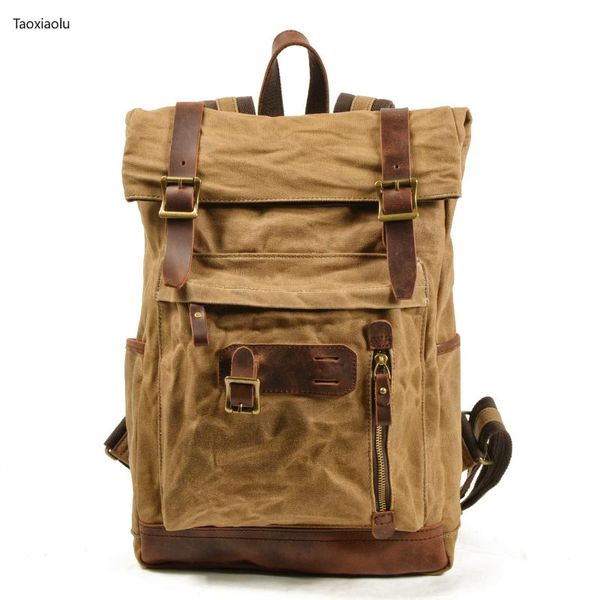 

backpack classic canvas men outdoor mountaineering bag knight motorcycle waterproof breathable army fan travel