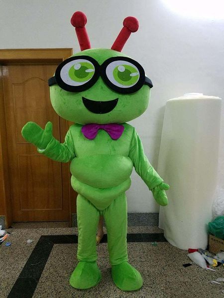 Personalizzazione del costume della mascotte del bruco verde di Halloween Animale del fumetto Personaggio del tema anime Vestito da festa di Natale Vestito da carnevale unisex per adulti