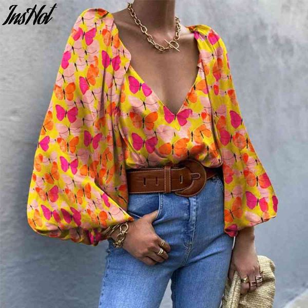 

off shoulder puff sleeve blouse backless shirts women lace up orange v-neck woven women summer streetwear 210514, White