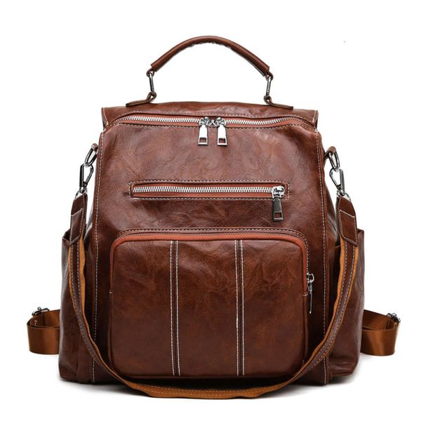 

2021 simple women's bag texture backpack fashion pu large capacity