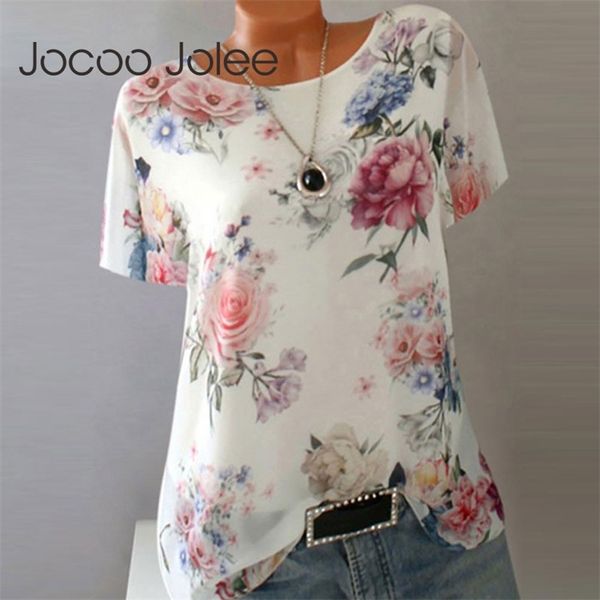 

casual half sleeve floral print chiffon blouse women elegant o neck loose beach and blouses office lady shirt 210416, White