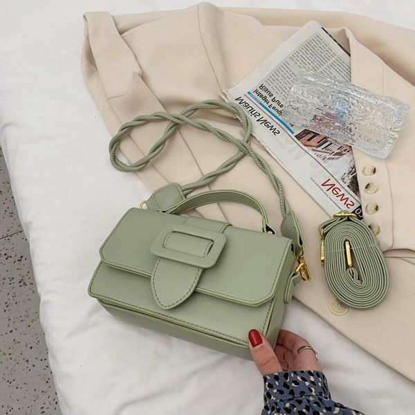 

new commuter daily bag female messenger 2021 trade solid shoulder small foreign fresh color qgsiw