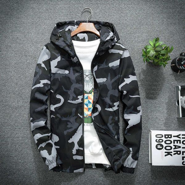 

men's camo jackets spring autumn casual coats hooded jacket camouflage fashion male outwear brand clothing 5xl 211009, Black;brown