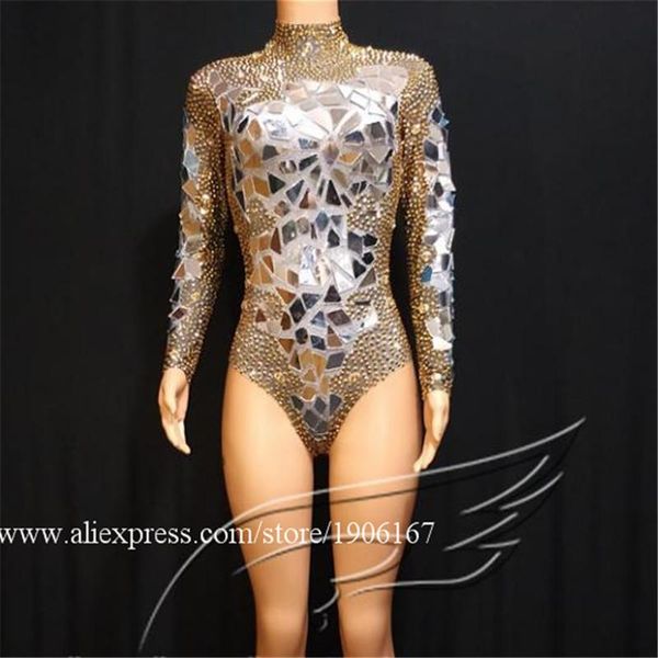 

party decoration ballroom dance gold silver mirror costumes dress women dj ds stage show wears bar outfit clothes performance ktv suit