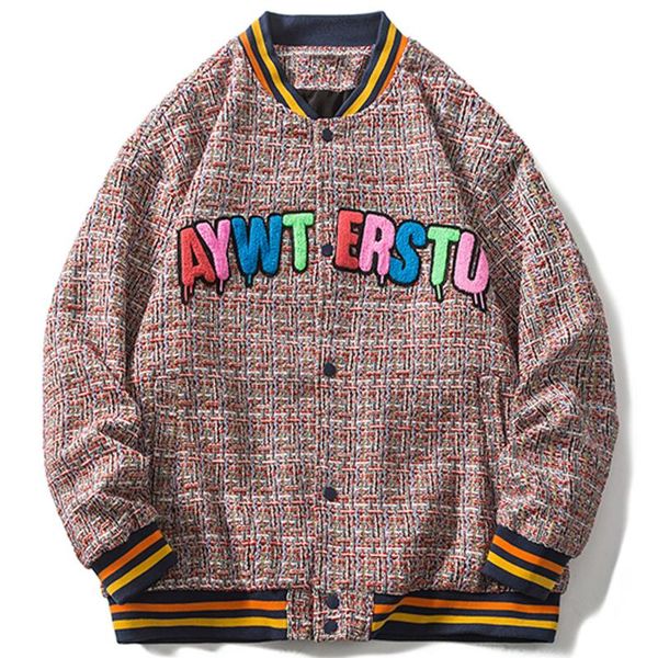 

men's jackets hip hop streetwear baseball jacket retro patchwork letter coat 2021 men autumn casual harajuku cotton outwear, Black;brown