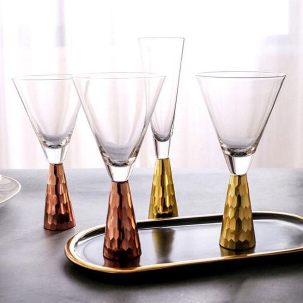 

light luxury plating gold red wine glass cocktail base bar party utensils kitchen glasses