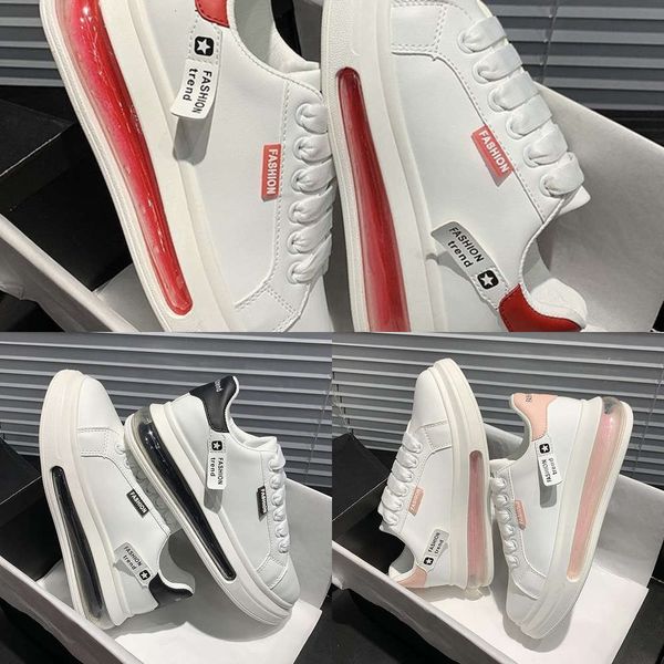 

casual shoes women's air cushion in small white shoes new korean version of high thick soled student flat bottom sports and leisure boa, Black