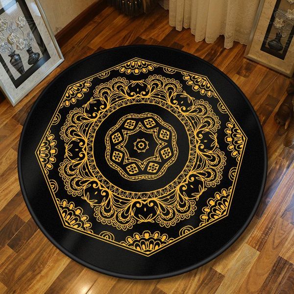 

round area rugs geometric retro carpet for living room gold carpets prayer door floor mat bedroom velvet anti-slip rug