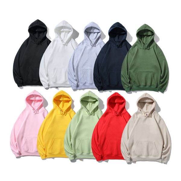 

european and american tooling trendy brand hoodies for men women couples classic letters embroidery pure cotton warm loose hoodie plus fleec, Black