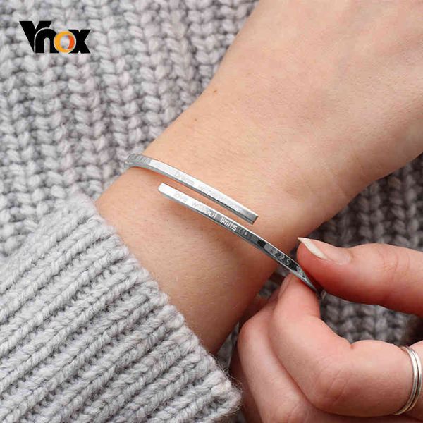 

vnox adjustable new disign bangle personalize engrave name cuff bracelets for women stainless steel custom bff gift, Black