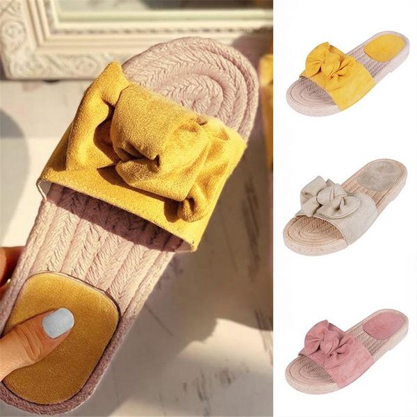 

slippers summer womens slides bow sandals comfortable beach 2021, Black