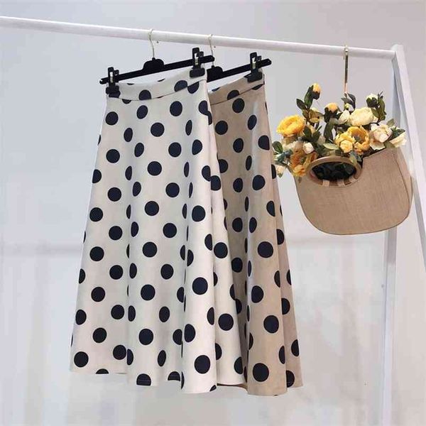 

autumn arrival high waist dot print faldas largas elegantes suede vintage skirt 3 colors available 210527, Black