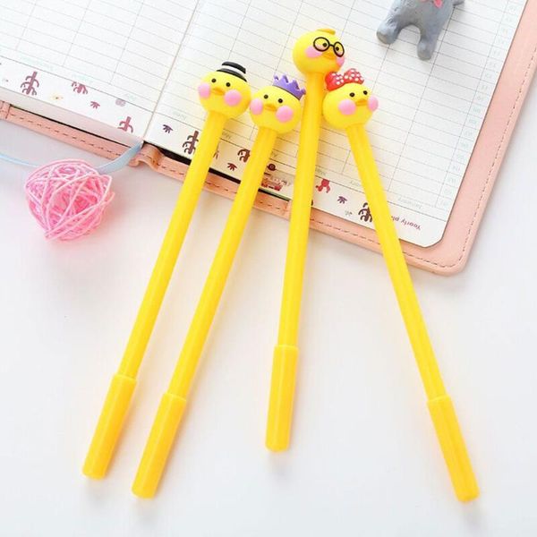 

gel pens 05mm cute kawaii yellow doll head signature escolar papelaria for office school writing supplies stationery gift