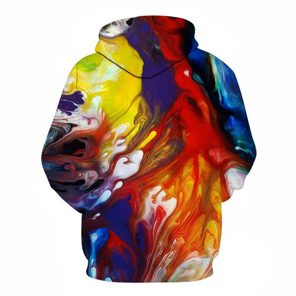 

new men's and women's sweater digital print hooded pullover 3d loose top, Black