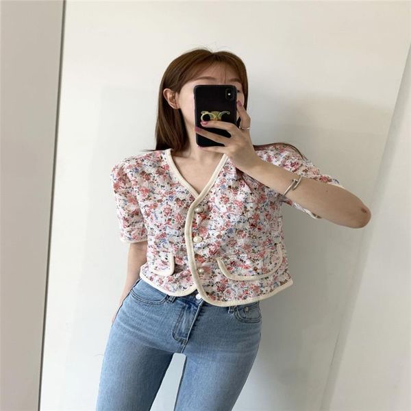 

women's blouses & shirts embroidered loose short pearl button shirt, White