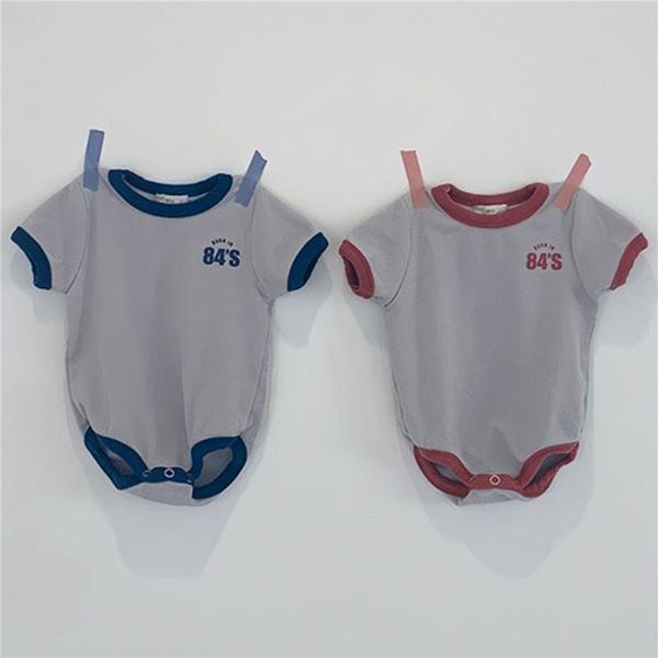 

rompers born boy short sleeve bodysuits summer fashion simple patchwork cotton one piece jumpsuits triangle baby girl clothes, Blue