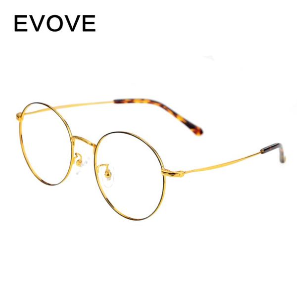 

fashion sunglasses frames evove titanium round eyeglasses frame men women glasses for optical prescription spectacles myopia diopter, Black