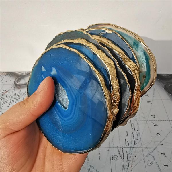 

1-6pcs 6-7cm natural agate slices polished gems crafts pad home decoration stone holiday gift decorative objects & figurines