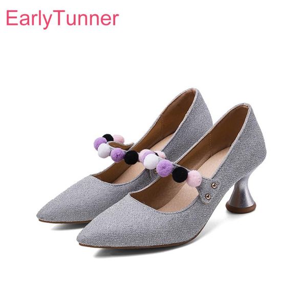 

dress shoes 2021 spring brand silver red glamour women pumps high heels lady party em881 plus big small size 11 30 43 48, Black