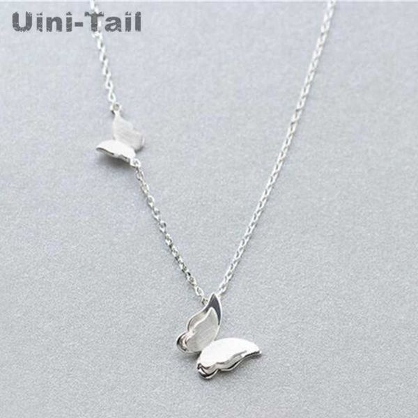 

designer necklace korean 925 sterling silver sweet double butterfly handmade female temperament short paragraph clavicle chain