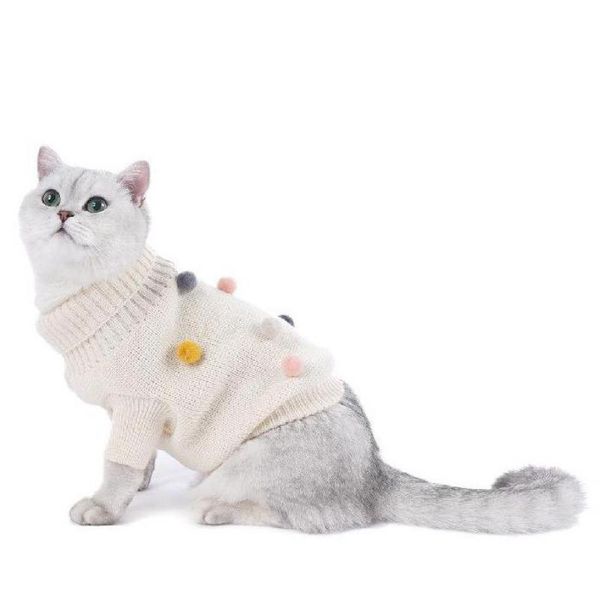 

cat costumes clothes autumn winter warm pompom thick sweater pullover british short garfield hairless kitten pet clothing