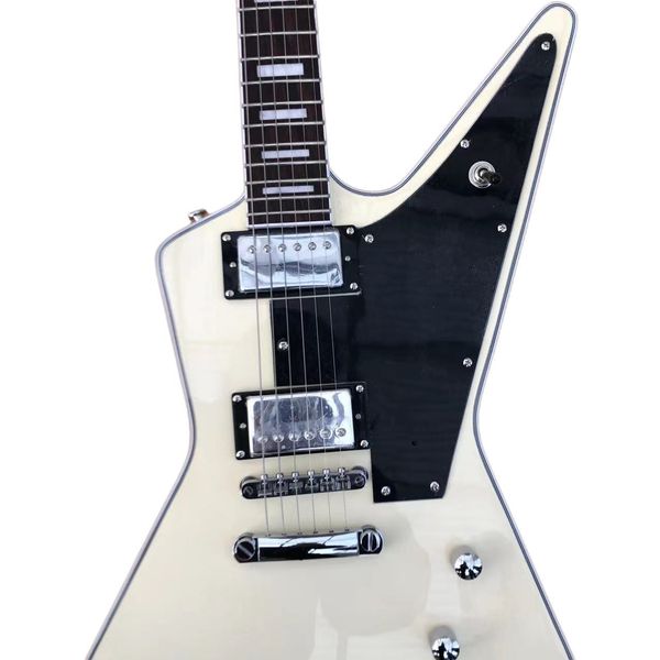 

custom electric guitar 70s explorer body mahogany color white