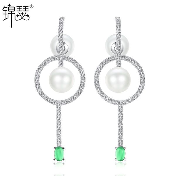 

jewelry charm stud dust earrings aaa zircon inlaid korean fashion pearl for women, Golden