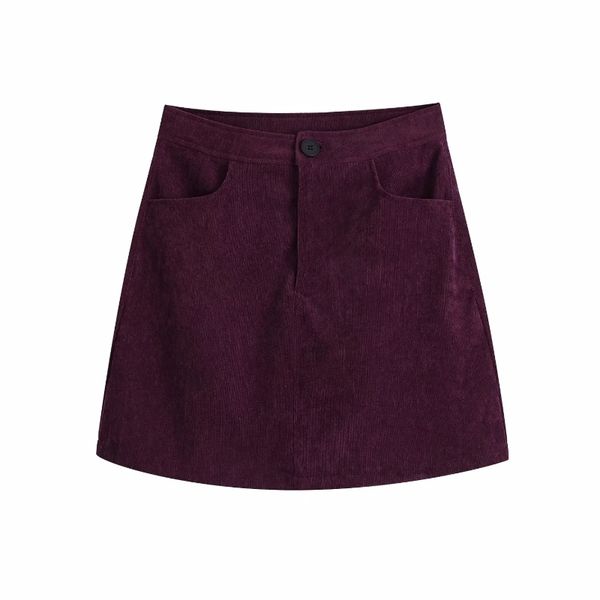 

fashion women corduroy mini a-line skirt casual female loose streetwear p1933 210430, Black