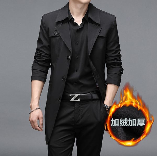 

and spring autumn windbreaker men's medium length versatile korean jacket 9xl plus fat h, Tan;black