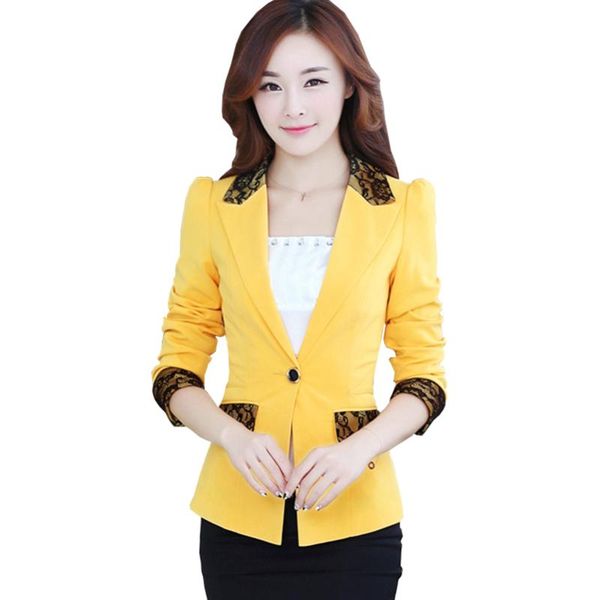 

women's suits & blazers ladies and coats plus size long sleeve small suit outwear bodycon yellow blazer jackets women coat office work, White;black