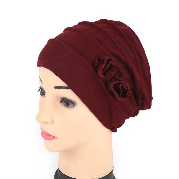 

ethnic clothing hijab for muslim women fashion solid color floral scarf summer soft cotton comfortable modest clothes abaya womens hat 2021, Red