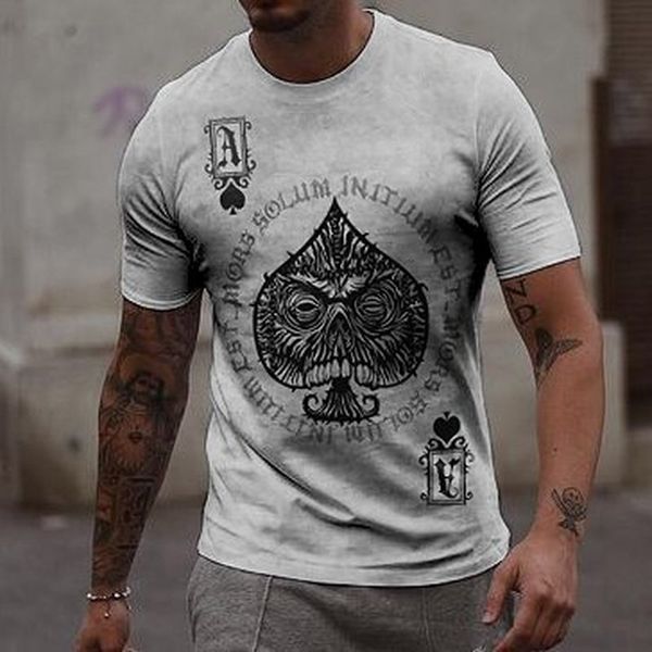 

spades print mens 3d printed tshirt visual impact party streetwear punk gothic round neck muscle style short sleeves, White;black