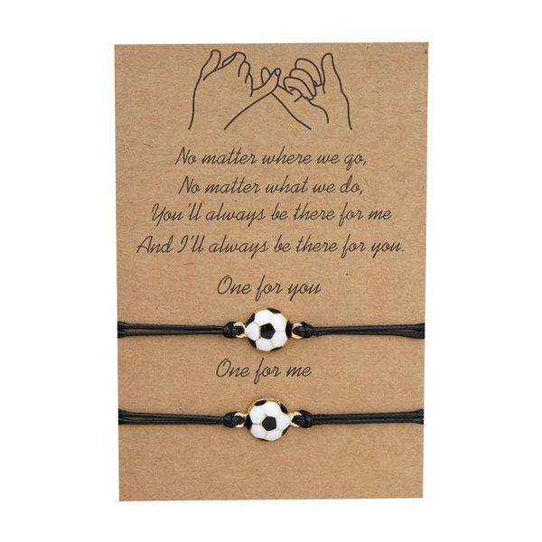 

charm bracelets charmsmic football soccer make a wish card handmade adjustable couple mens armband sport jewelry, Golden;silver