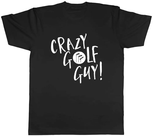 

Crazy Golf Guy Mens Unisex T-Shirt Tee, White;black